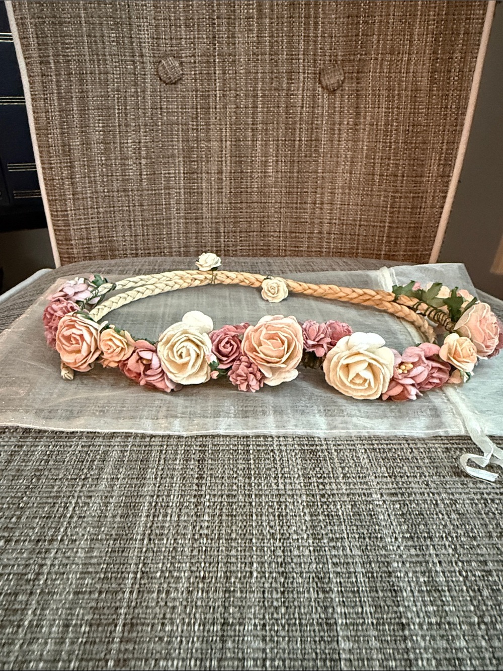 Floral Rose Braided Headband - Pink & Cream Women's Accessory